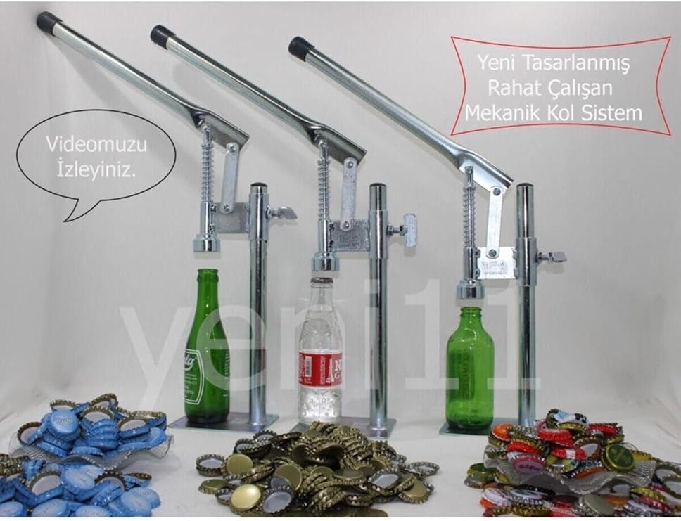 Gazoz Soda Kapağı Kapatma Makinesi + 250 Kapak Ayarlanabilen Boy