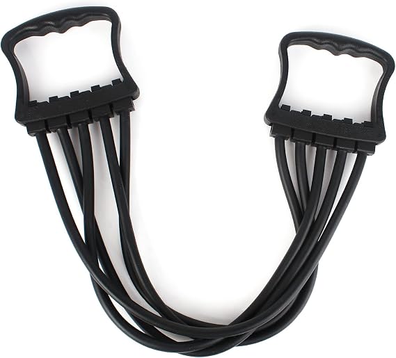 Adjustable Chest Expander Fitness Resistance Bands with 5 Strings Removable Chest Expander Resistance Band Muscle Pull Exerciser for Home Fitness Strength Training and Yoga (Black)