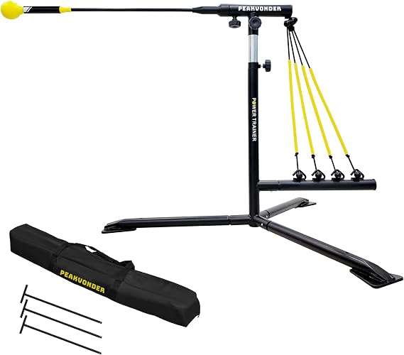 Baseball Softball Training Equipment,Baseball Softabll Hitting Trainer,Baseball Swing Trainer with 4 Power Bands, Improve Hand-Eye Coordination, Swing Mechanics, and Hitting Performance