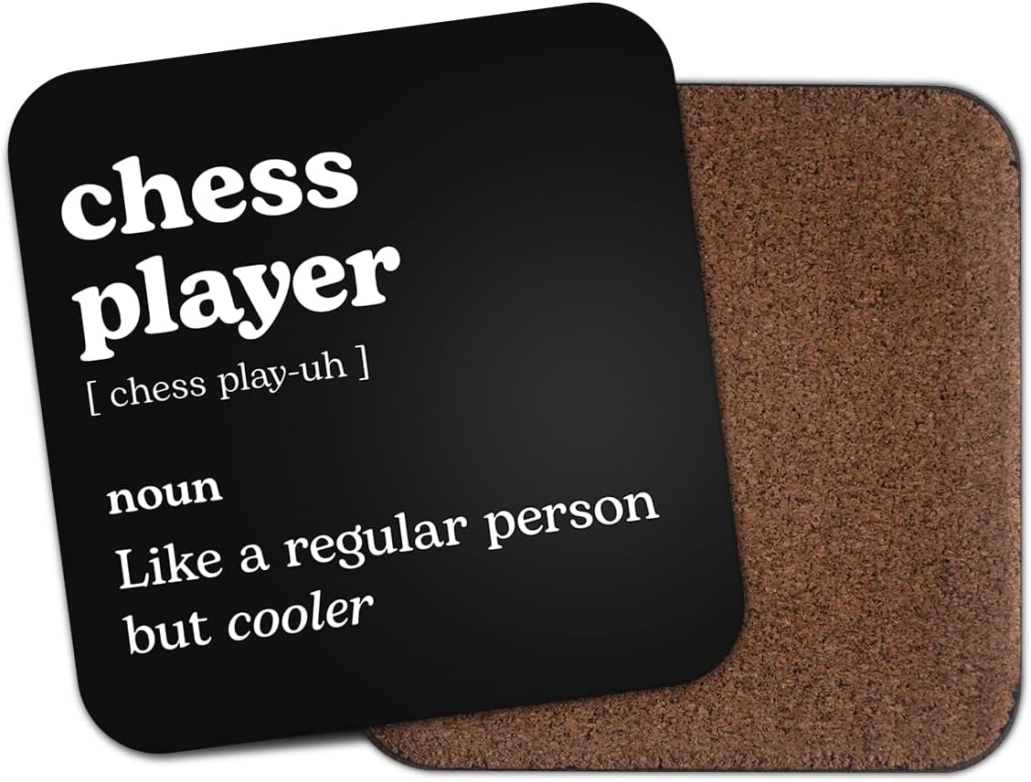 Chess Player Square Coaster - Games Dictionary Regular But Cooler Definition Funny Joke Hobby Men Women Kitchen Drink #82647