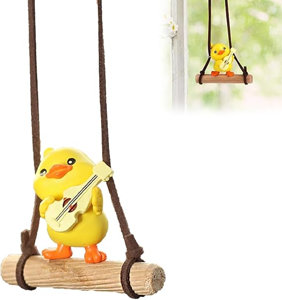 Swinging Duck Car Hanging Ornament,Funny Playing Guitar Duck Pendant for Rearview Mirror,Cute Car Accessories Interior Duck Gifts Swing Duck Hanging Accessories Auto & Home Decor Gifts for Men Women
