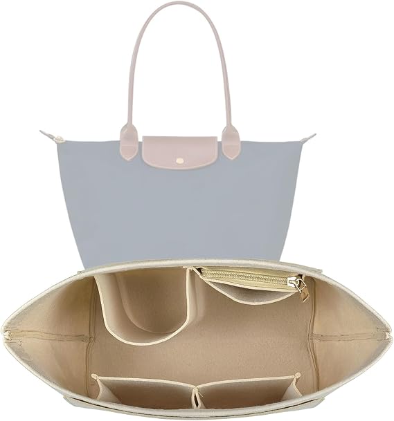 Lckaey Organizer Insert for longchamp le pliage medium organizer tote bag organizer inserts handbag best1032beige-M