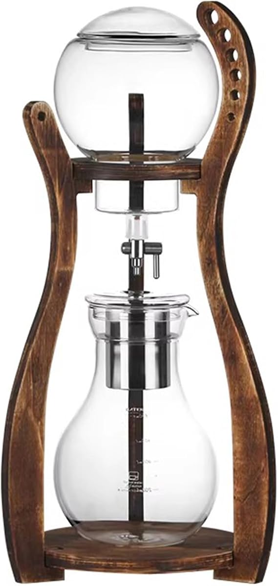 Cold Brew Coffee Tower, Ice Drip Coffee Machine, with Slow Drip Technology, Wood Straight Frame, 800ml Large Capacity - Makes 4-6 Cups, for Bars, Clubs, Parties