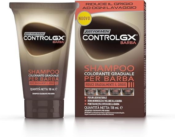 Just For Men Control GX Grey Reducing Sakal, Zarif, Doğal Görünümlü Sonuç, Tüm Renk Tonları, 118 ml.