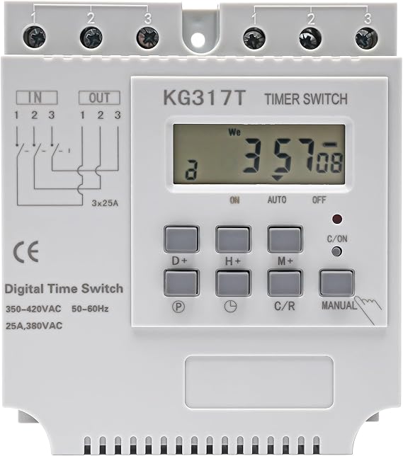 3 Phase Digital Programmable Time Relay 380V 25A Programmable Timer 3-Phase Timer 1 Second to 168 Hours