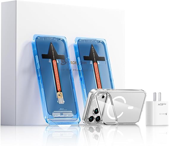 MAGIC JOHN for iPhone 17 Pro Phone Accessory Bundle, 3 Piece Set Clear