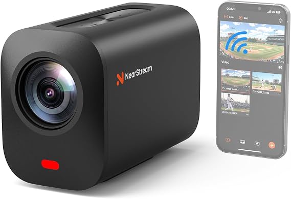 NearStream VM33 Streaming Camera, Wireless Camcorder, 2K Webcam, 40x Zoom, Built-in Microphone, Omnidirectional, Noise Cancellation, Up to 6 Hours Continuous Usage, Supports RTMP/NDI, Distribution