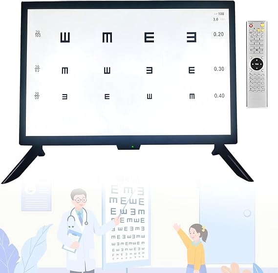 QITUJOUR Eye Test Vision Acuity Digital Chart Visual Targets Ophthalmic Chart 1-6m Distance Adjustable, Optometry Tester Projector with Remote Used, for Optical Shop Optometry Detection(23in)