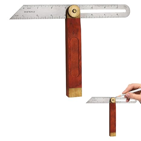 Sliding Bevel, Adjustable Bevel Gauge, Sliding Bevels Angle Finder 9 inch/230mm, T Bevels Blade Ruler with Hardwood Handle and Stainless Steel Blade for Carpenter Engineer Woodworking Craftsman