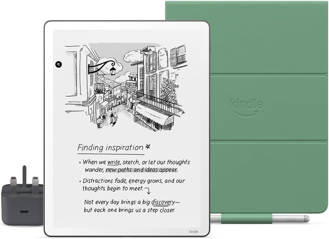 New Amazon Kindle Scribe 32 GB (Graphite) + Premium Pen + Plant Based Cover (Matcha) + USB-C Charger