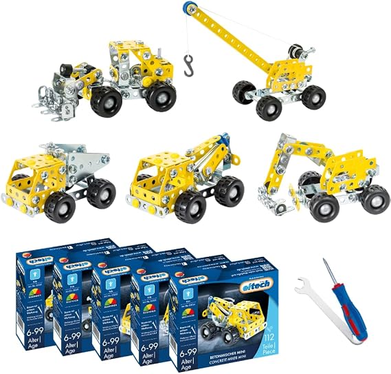 Eitech Mini Construction Vehicles - Metal Construction Kit Set of 5