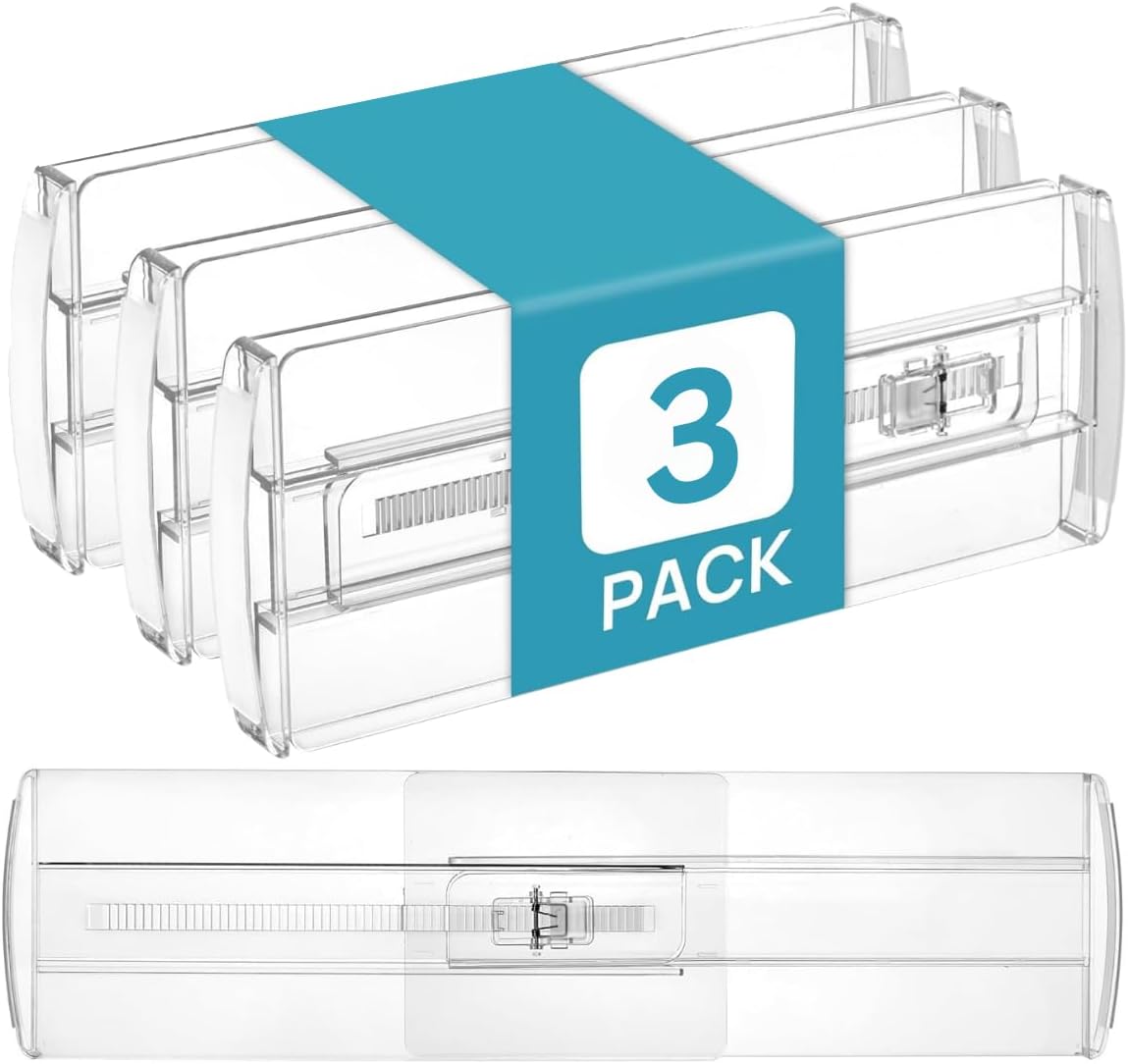 Transparent Drawer Organizer Organizer, Lockable Plastic Divider, 3 Pieces