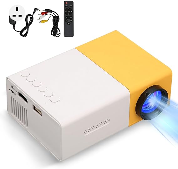 Projector HD 1080P HiFi Portable Film Projector Smart Home Projector with HDMI USB Memory Card AV for Smartphone Laptop TV Stick for ONE