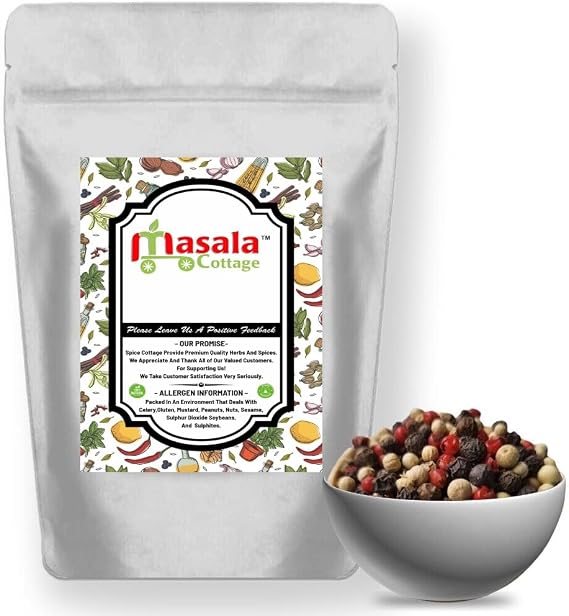 4 Colour Mixed Whole Peppercorns Dried (Black | White | Pink | Green) Premium Quality 25g-1.9kg (90, Grams)