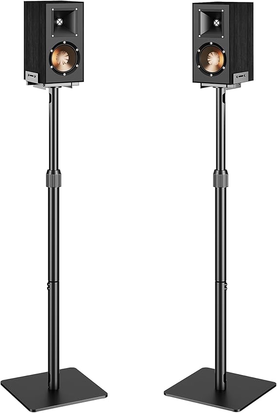 PEGZONE Height Adjustable Speaker Stands Pair, 33.4"-44.0", Black