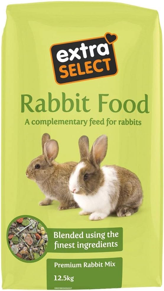 Extra Select Premium Rabbit Mix - Muesli, Rabbit Nuggets, Peaflakes,and Forage with Vitamins & Minerals - 12.5kg