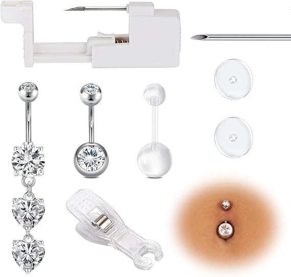 AceFun Belly Button Piercing Piercing Gun Kit for Nipple Labret Nipple Piercing Kits Self Safe Lip Tongue Ear Piercing Tool Body Piercing Needle Tools for Women Men Piercings