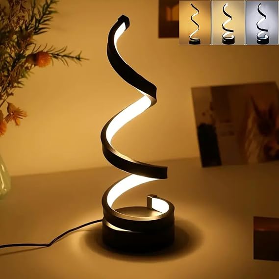 Spiral LED Table Lamp, 3 Color Stepless Dimmable Bedside Lamp, USB Powered [Energy Class A]