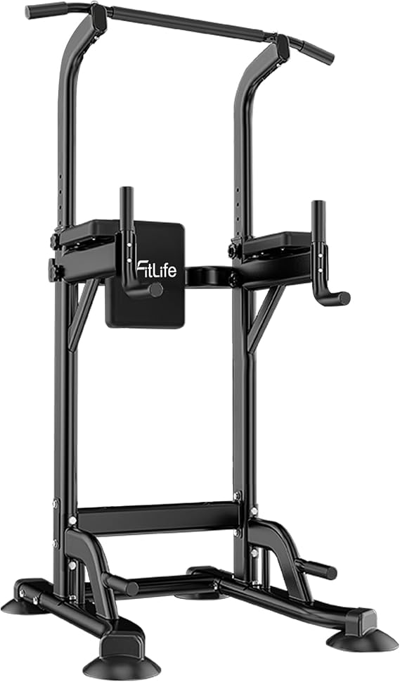 DH FitLife Power Tower Dip Station | Pull Up Bar with Backrest & Dip Bars