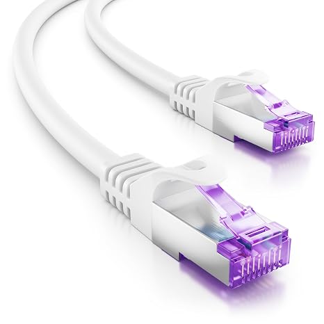 deleyCON 0.5 m CAT7 Network Cable RJ45 10 Gigabit SFTP PiMF - White