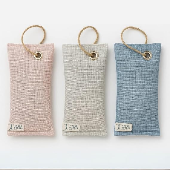 100% Natural Activated Carbon Deodorizing Air Purification Bag | Effective in Home, Car, Wardrobe, Refrigerator and Shoe Rack | Chemical Free, Reusable, Long Lasting | Triple Set Pastel Colors