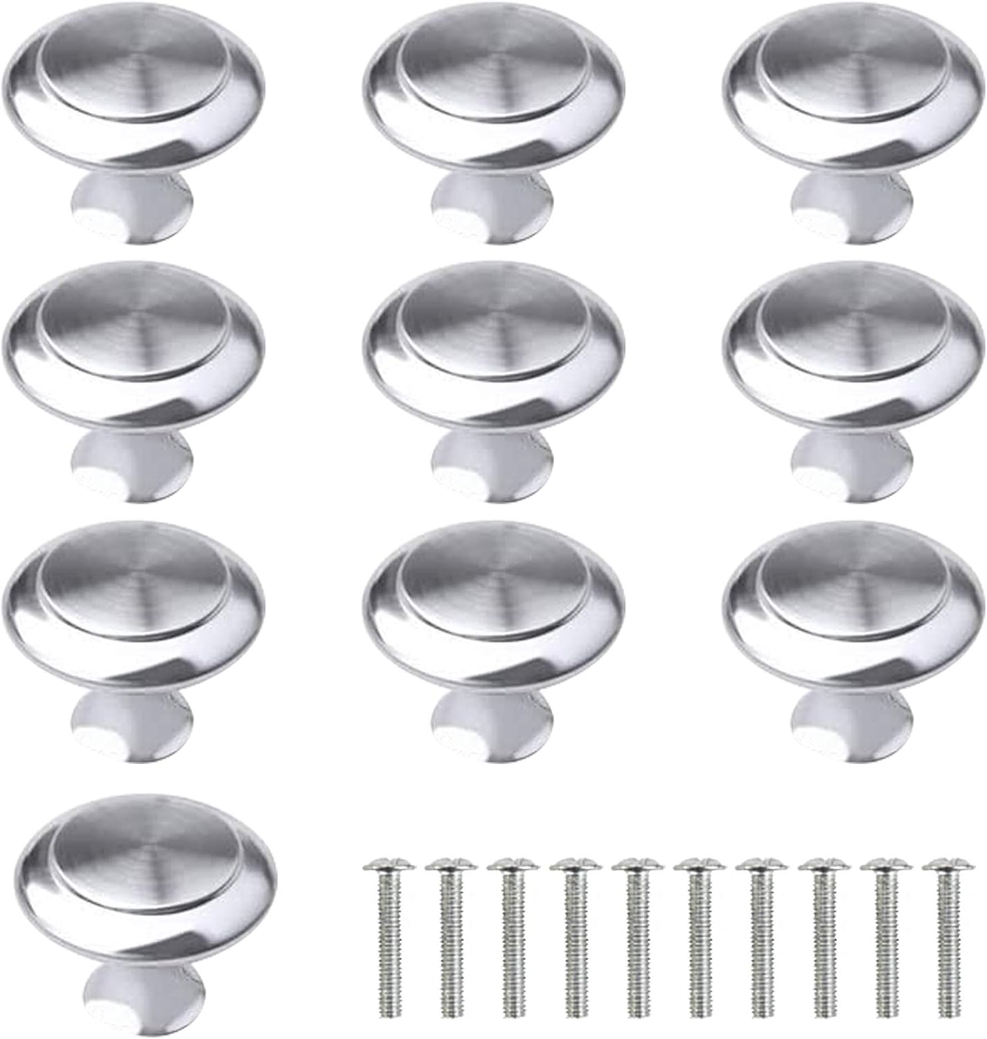 10 PCS Cabinet Door Knobs, Silver Cabinet Knobs Kitchen Cupboard Knobs Round Pull Handles Chrome Door Handle Knobs Metal Drawer Knobs for Bathroom Wardrobes Dresser Doors Furniture