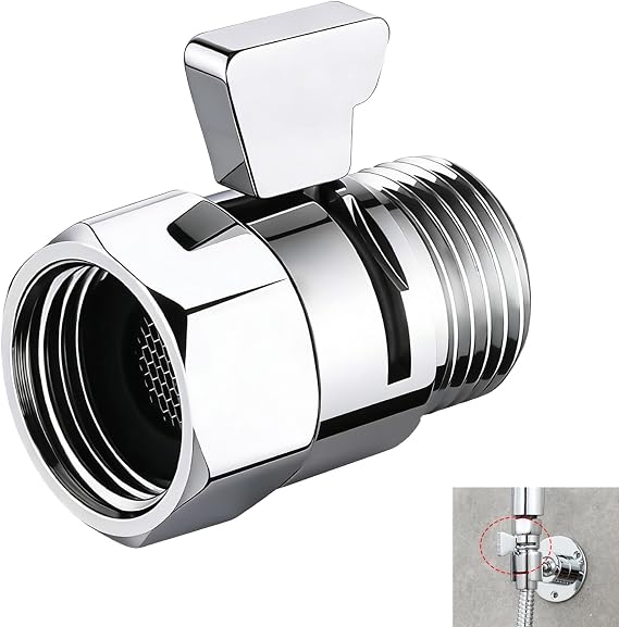 G1/2 Shower Hose Shut Off Valve, Shower Head Flow Control Valve, Leakproof Inline Stop Valve for Handheld Shower Heads Bidet Sprayers Toilet Sprayers Hose Attachments Bathroom Accessories