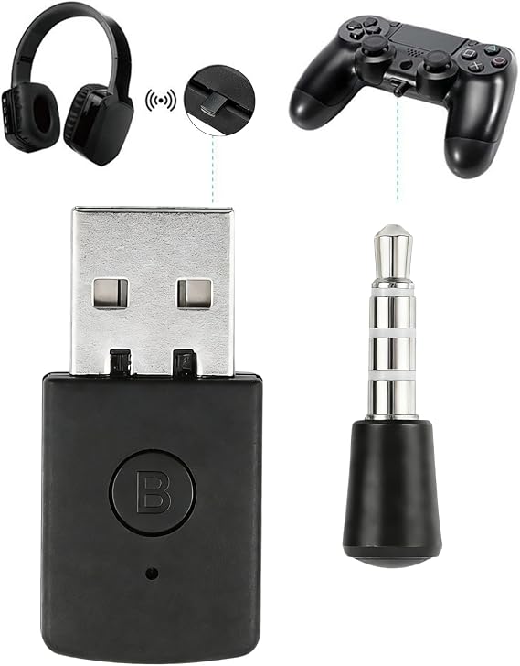 Bluetooth 5.1 USB Audio Adapter for PS4 USB Bluetooth Dongle Receiver and Transmitter Adapter for Audio Transmission Plug & Play