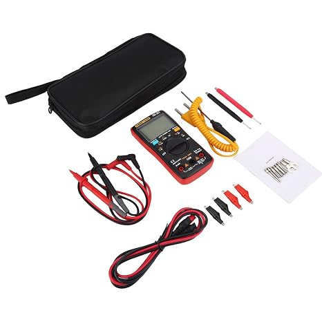 Digital Multimeter AN8009 Digital LCD Multimeter Automatic Range True RMS AC/DC Voltage Electronic Meter + Test Lead + Temperature Sensor + 16 Test Probe + User Manual