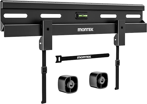 monTEK モンテック スタッドなし テレビウォールマウント 23~65インチ フラット&カーブテレビ用 最大130ポンド ドリル不要 薄型スタッドレステレビマウント 最大VESA 400×400mm 4倍負荷テスト済み 取り付け簡単
