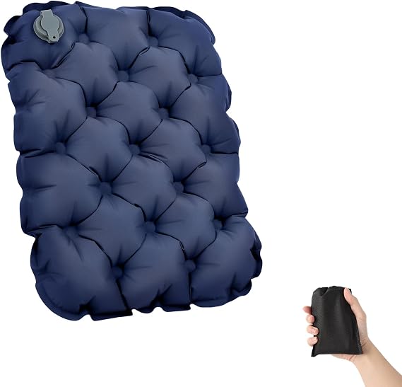 Portable Inflatable Seat Cushion, Air Seat Cushion Inflatable, Lightweight Seat Pad for Airplane Camping Walking Hiking Travel Fishing Boating (Navy blue)