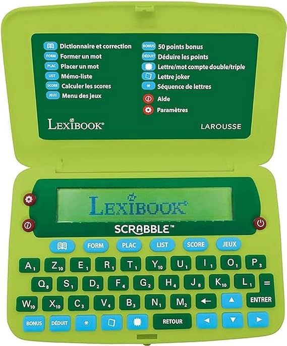 LEXIBOOK Official Scrabble Electronic Dictionary, ODS8, FISF Larousse, Green/Blue, SCR8FR