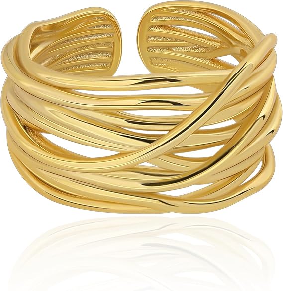 Meissa Adjustable Thumb Ring Hammered Chunky Band Rings for Women Sterling Silver Gold Plated Thumb Rings Trendy Index Ring Jewellery Gift for Teen Girls
