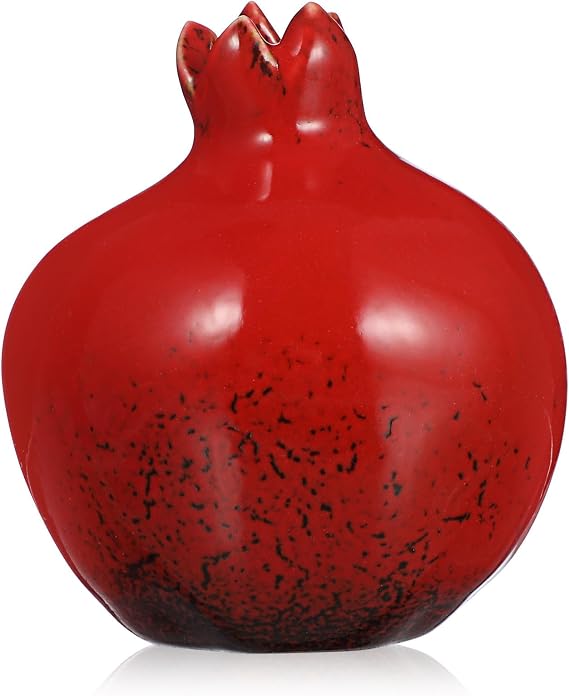Ceramic Pomegranate Fruit Shape Vase, Creative Red Ornament