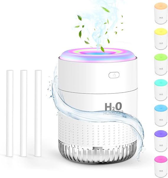 SZO Cool Mist Humidifier for Bedroom, Mini Air Humidifier 7 Color Light