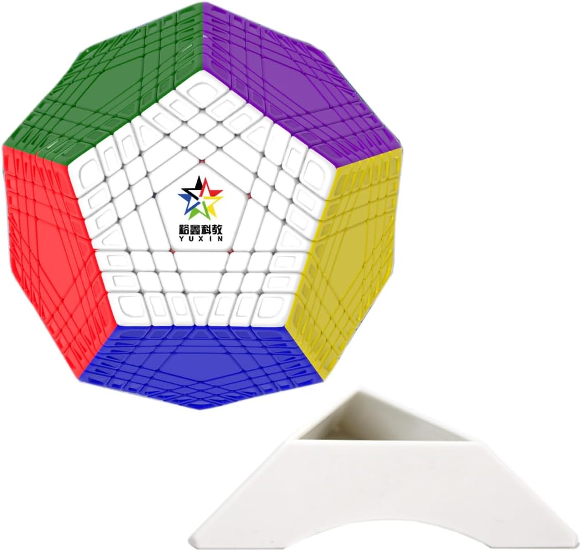 FunnyGoo YuXin HuangLong 7x7 Dodecahedron 12 Surface Gigaminx Megaminx 7x7x12 Magic Puzzle Cube Stickerless with cube stand