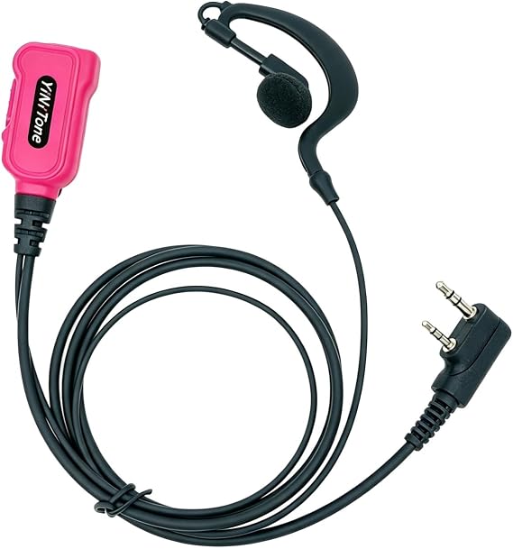 EAP-1 2ピン G型 イヤーピース PTT/MIC付き Kenwood Baofeng SAMCOM BTECH Retevis トランシーバー UV-K58 UV-5R BF-888S UV-32 BF-F8HP UV82C UV5X3 Seris 2ウェイラジオ対応 ピンク