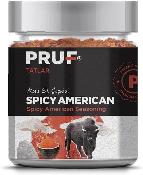 Pruf Spicy American Et Çeşnisi / Spicy American Seasoning 160 Gr. Sağlıklı Cam Şişe
