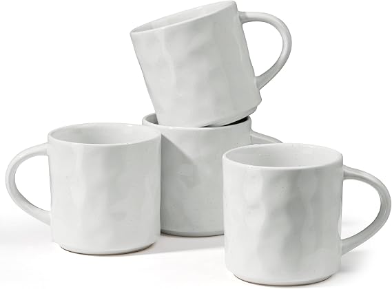 Herogo Stoneware Coffee Mug Set of 4, 400 ml Ceramic Coffee Cup with Handle