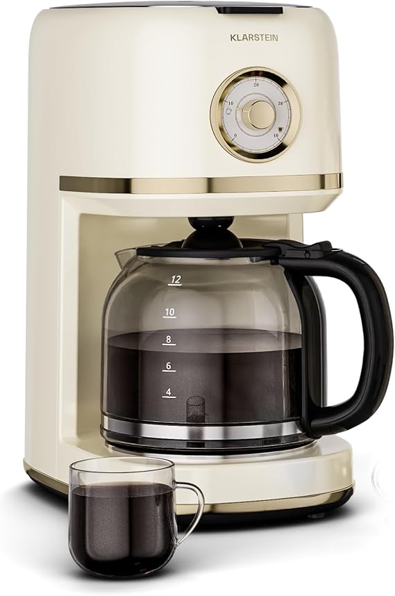 KLARSTEIN Victoria Filter Coffee Maker, Retro Design Coffee Maker, 1.5 L for up to 12 Cups, Keep Warm Function, Leak-Proof System, Auto Shut-off