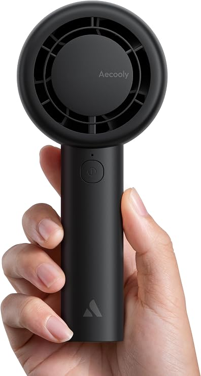 Aecooly Taşınabilir Taşınabilir Turbo Fan [16H Maksimum Soğutma Süresi], 5 Hızlı USB Şarj Edilebilir Mini Kişisel Pille Çalışan Küçük Cep Soğutma Fanı Kadınlar, Seyahat, Ev, Ofis, Plaj, Kirpik için