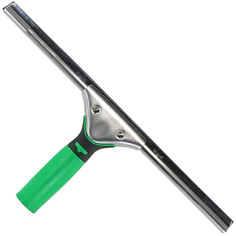 UNGER 79000 ErgoTec Window Squeegee 35cm - Rubber Squeegee Blade, Stainless Steel Channel & Rubber Grip Handle - Window Cleaning Equipment