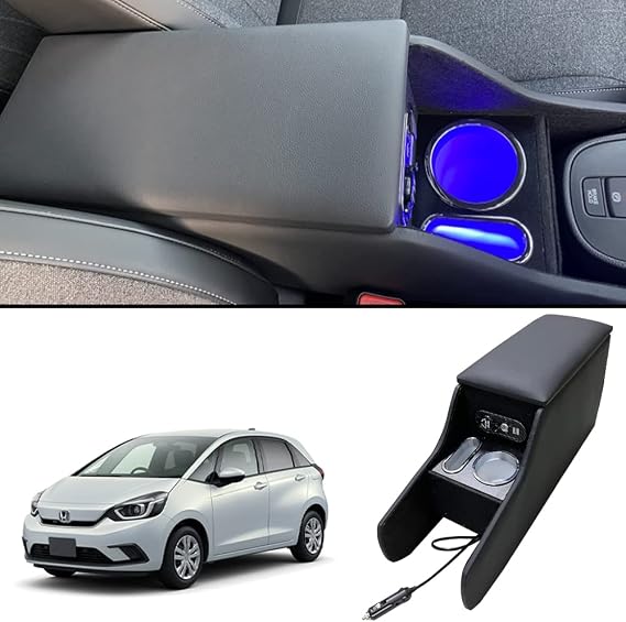 SGALUPA Fits GR Series Armrest, Smart Console Box, Compatible with Honda, FIT GR Table Console for Cars, LED Included, USB Port, Easy to Install, Multifunctional, Storage Box
