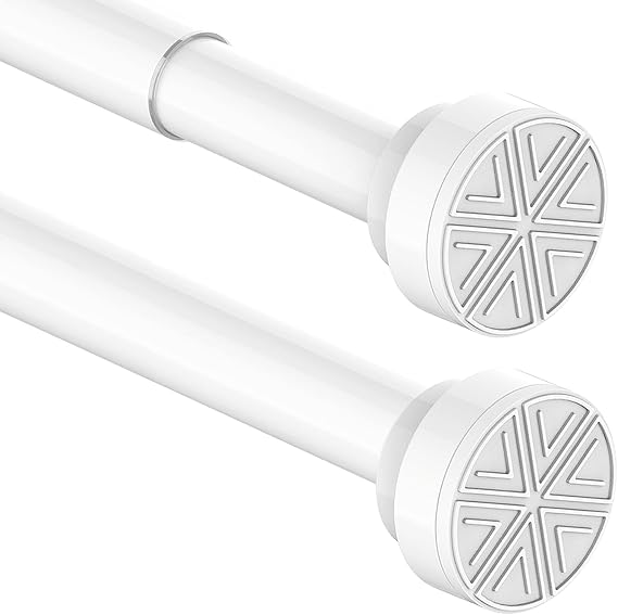 Tension Rod Extendable Shower Curtain Pole No Drill Curtain Pole Shower Poles Extendable Curtain Rod No Drill for Bathroom, Window, Door, Closet, 69-90cm White(Diameter 25 mm)