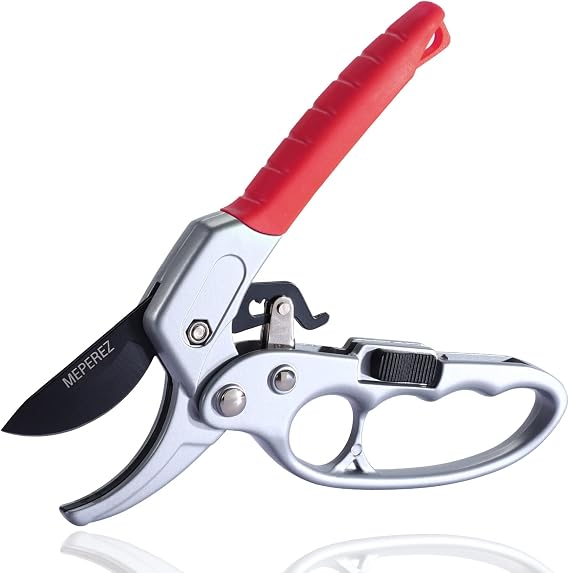 Germany Pruning Shears, Arthritis Weak Hand Snips, Work 3 Times Easier, 1-Inch Cut Capacity Garden Clippers, Ergonomic Handle, Rust Resistant, high Strength Steel, Sharp