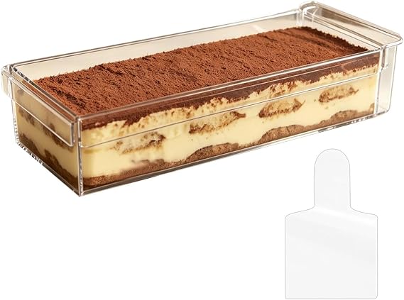 Acrylic Cake Box Rectangle Reusable Mousse Box with Lid and Side Panel