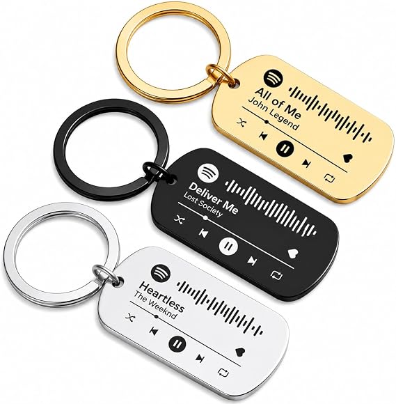 Personalised Spotify Code Keychain Custom Song Code Engraved Keyring Gift
