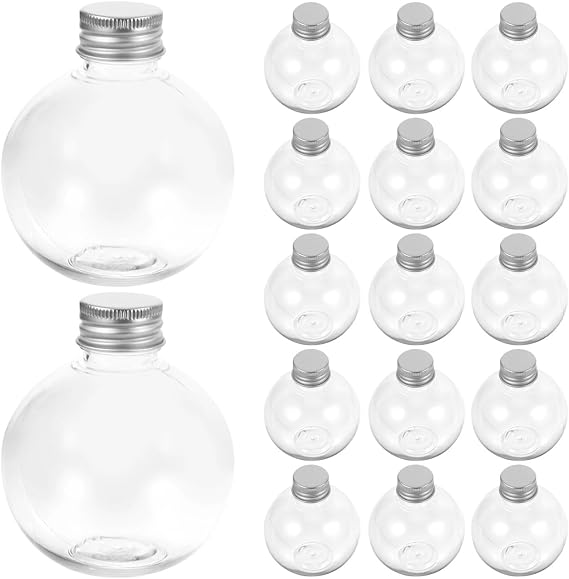 MAGICLULU 25pcs 150ml Clear Plastic Spherical Bottles Miniature Light Bulb Craft Containers Ideal for DIY Projects Home Decor and Party Supplies Random