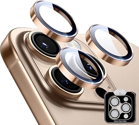 Coverzone İPhone 16 Pro / 16 Pro Max İle Uyumlu Kolay Kurulum Aparatlı Gerçek Safir Çizilmeye Ve Darbelere Dayanıklı Şık Kamera Lens Koruyucu Cam Çöl Titanyumu CS-1