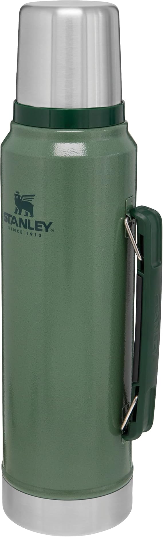 Stanley 1913 Classic Legendary Thermal Flask 1.0L - Hammertone Green | Keeps Hot Or Cold For 24 Hours - BPA-Free - Leakproof - Dishwasher Safe - Lid Serves As Cup